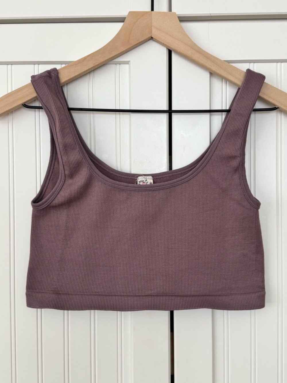 Pink Republic Ribbed Crop Tank/Bra in Mauve - Size Large